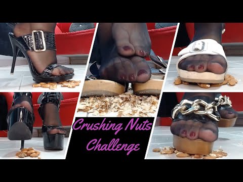 Crushing nuts with nylons and differnet sandals and heels Challenge what shoes crushes best ?