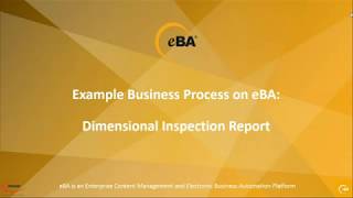 eBA: Example of Business Process- Dimensional Inspection Report