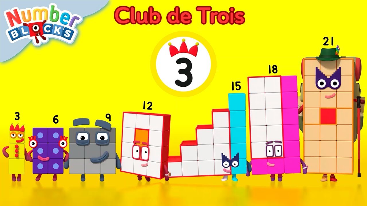 Club Trois 🟡 | Caricatures Mathématiques - 123 | Numberblocks en français