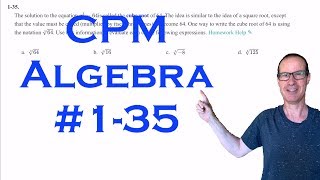CPM Algebra Chapter 1 Problem 35