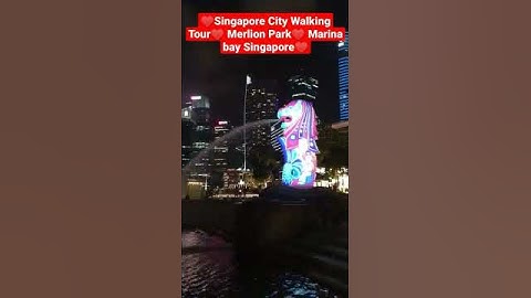 ♥Singapore City Walking Tour♥ Merlion Park♥ Marina bay Singapore♥