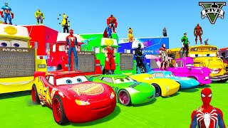 SPIDERMAN McQueen Race All Disney Cars JUMP! SUPERHERO HULK Goku Mack Truck Disney Cars 3- GTA V