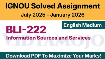 IGNOU BLI 222 Solved Assignment 2025-26 English Medium PDF Download | IGNOU BLIS Solved Assignment