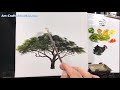 How to paint an Africa Tree in Acrylic with Fan Brush