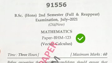 Mdu BSc Hons 2nd Sem Vector Calculus Question Paper 2021