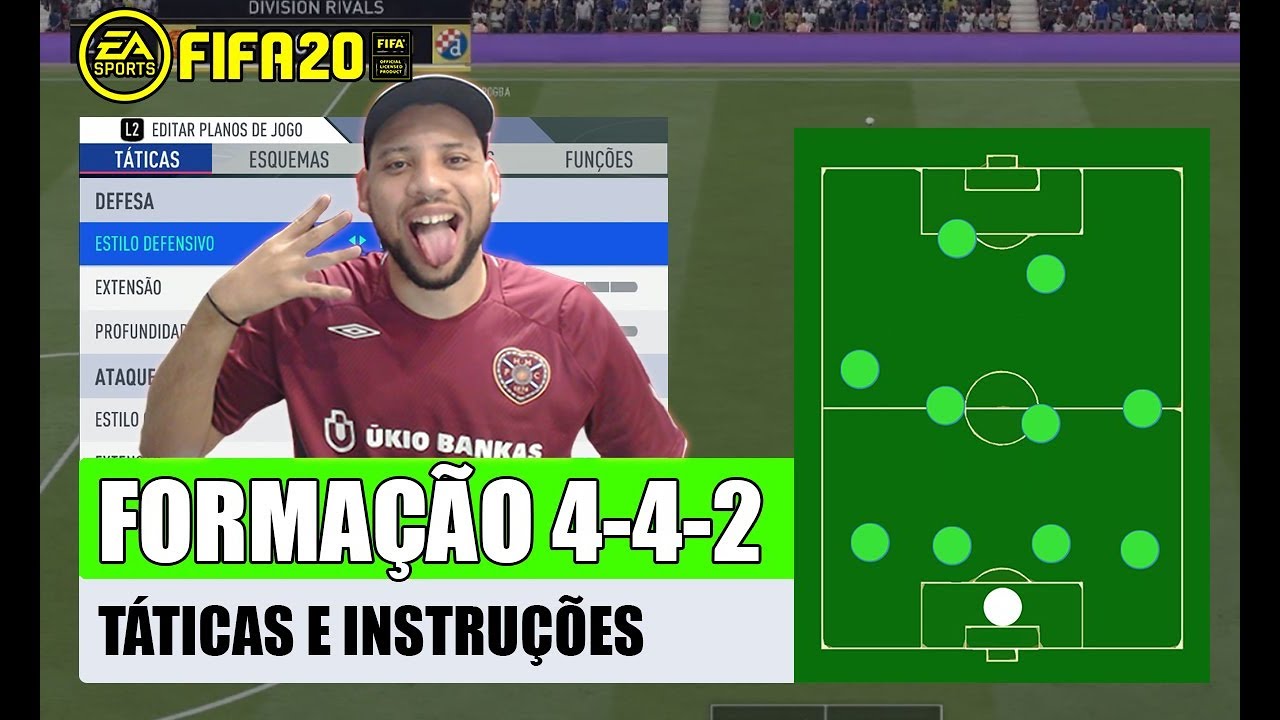 FIFA 20 - FORMAÇÃO 4-4-2 , TÁTICAS PERSONALIZADAS E INSTRUÇÕES