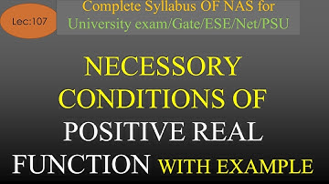 Necessary Conditions of Positive Real Function with Examples | NAS | R K Classes | Hindi | Lec 107