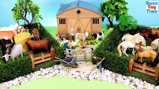 farm barn horse cows chickens animal figurines