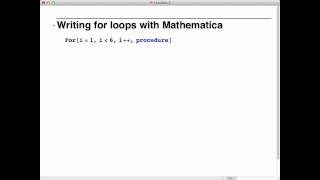 Writing for loops using Mathematica