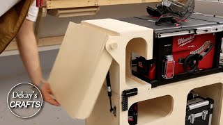Expandable TableSaw workbench for tiny shop / woodworking