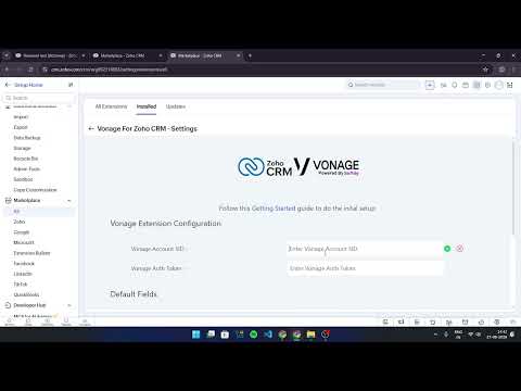 How to Configure Vonage for Zoho CRM Extension | API Keys Setup & Installation Guide