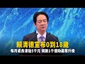 賴清德宣布0到18歲每月成長津貼5千元　規劃1千億助產業升級
