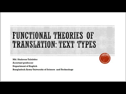 Text Types for Translation