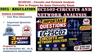 Anna University Exam Preparation - EC2502 - Circuit and Network Analysis Important Questions 