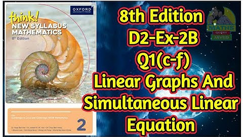 Q1(c-f) || Ex-2B || D2-8th edition || chap 2 || Linear graphs and Simultaneous Linear Equations