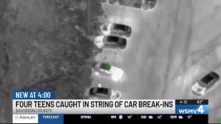 Four teens arrested after MNPD helicopter catches them burglarizing vehicles in Madison parking l...