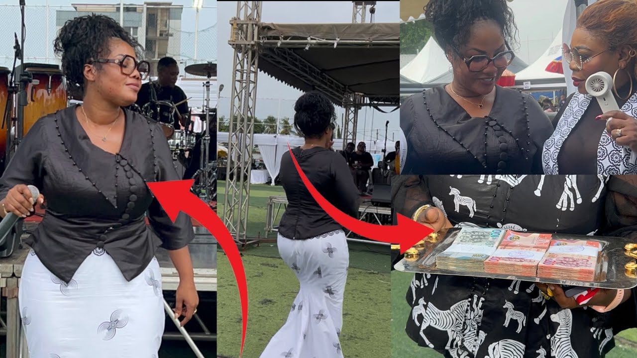 Empress Gifty makes it rain cash at Akumaa Mamazimbi’s mother’s Funeral .😳