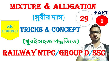 Chapter 29| Subir das math Mixture & Alligation for competitive exam | RAILWAY NTPC |GROUP D |SSC
