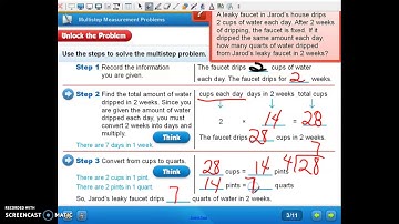 5th Grade Math L 10.4 Multistep Measurement Problems