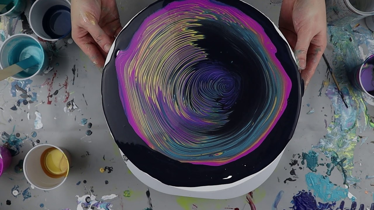 Round Canvas - Tree Ring Pour - Acrylic Pouring Technique - abstract ...