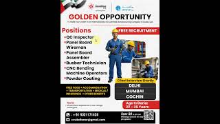 Urgent job vacancy in Alfanar company Dubai, UAE