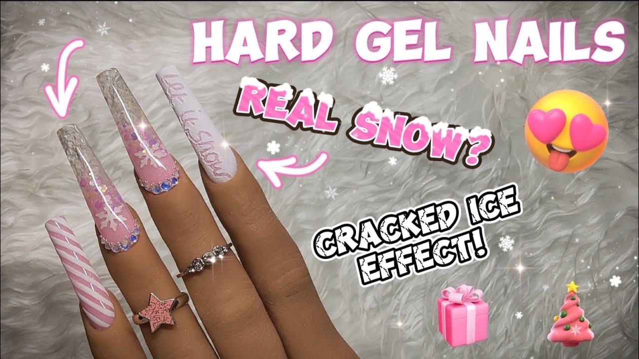 HARD GEL BUILDER GEL WINTER NAILS! HOW TO DO THE CRACKED ICE & REALISTIC SNOW EFFECTS | MADAM GLAM