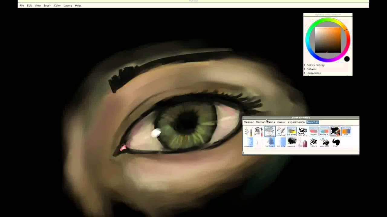 Testing linux screen capture eye doodle in mypaint youtube