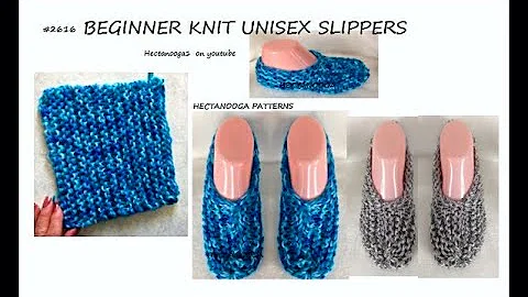 BEGINNER KNITTING PATTERN, How to knit Unisex Slippers in any size, #2616, knit from a square
