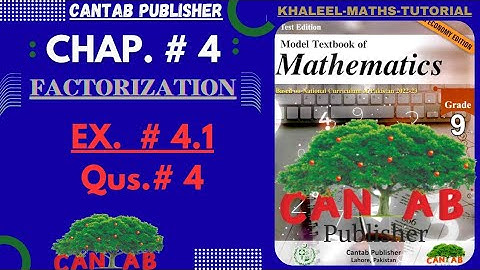 Math Grade 9 Chapter 4 | CANTAB Publisher | Exercise 4.1 | Qus# 4(Complete )| NCP-2024