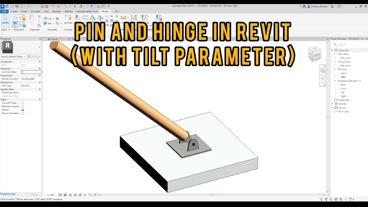 Pinned Point Revit Pin and Hinge family in Revit - YouTube
