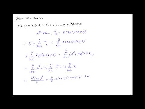 Sum the series 1.2.4 + 2.3.5 + 3.4.6 + ... to n terms.