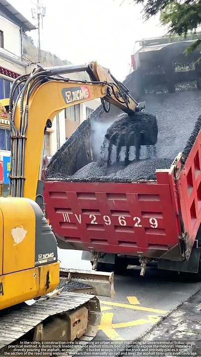 Smart Asphalt Transfer : Excavator   Dump Truck Teamwork for Road Widening