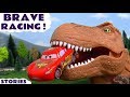 Dinosaurs for Kids in McQueen Cars Toys Racing Stories