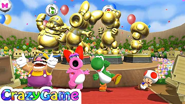 Mario Party 9 Step It Up - Wario vs Birdo vs Yoshi vs Toad Co-op 4 Player Win Gameplay