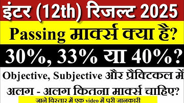 Inter - 12th Me Passing Marks kitna hota hai | Passing Marks in 12th Inter |Bihar Board inter result