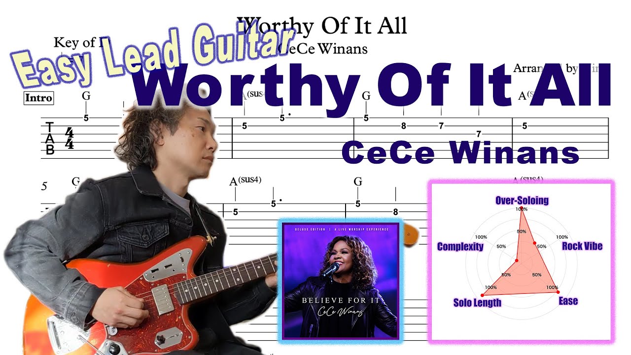 Worthy Of It All TAB | Electric Lead Guitar & Solo Tutorial | CeCe Winans | Easy arrangement |