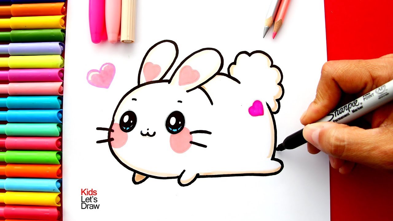 Cómo dibujar un conejo kawaii - dibujos kawaii - como dibujar un conejo pas...