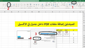إدراج ملفات pdf داخل جدول في الإكسيل لمستخدمين الواجهة العربي insert pdf file to excel sheet