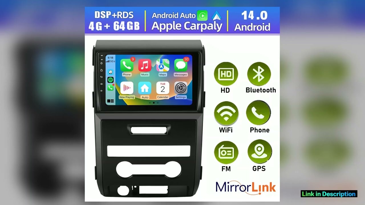 ESSGOO 9 Wireless Carplay Android 14 Car Stereo Radio For Ford F150 20092014 Multimedia Player GPS