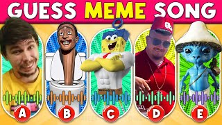 GUESS THE MEME VOICE |🎵🎙️🔥Skibidi Toilet, MrBeast, Skibibidi Dom Dom, Spongebob, Smurf Cat