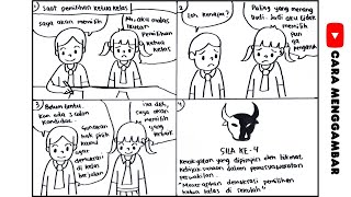Cara Menggambar / Membuat Komik Tema Pancasila Sila ke-4 (Ep 679)