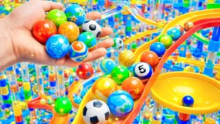 Marble Run ASMR - Endless Soccer Marble Flow Through Triple Funnels