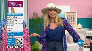 TWRHLL by Christie Brinkley Smocked Blouse