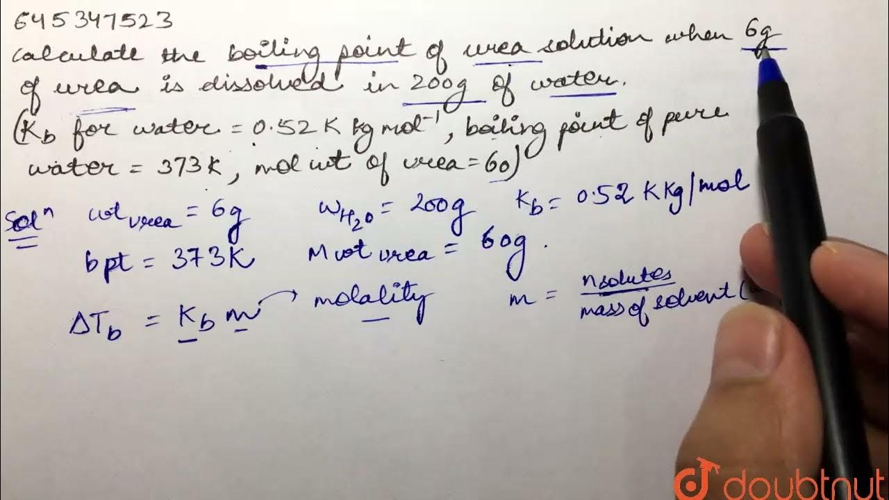 Calculate the boiling point of urea solutionwhen 6 g of urea is