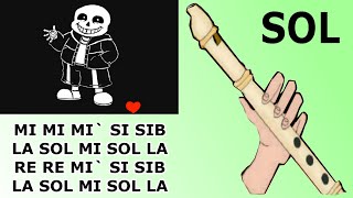 Video thumbnail of "Undertale megalovania, flauta dulce fácil, tutorial con animación, easy flute recorder"