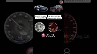 Bugatti Chiran AWD VS VW Golf 2#Shorts