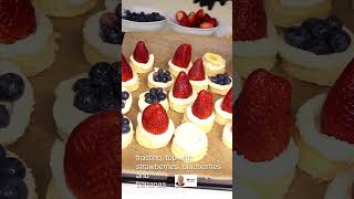 Petit Fours with fruits, strawberries, blueberries, banana butter frosting and jelly,.. shorts