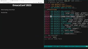 EmacsConf 2023 Q&A: one.el: the static site generator for Emacs Lisp Programmers - Tony Aldon
