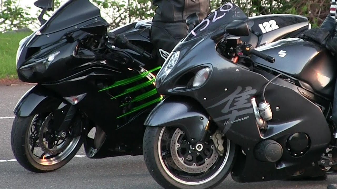  Ninja  battles Hayabusa  drag racing motorbikes details top 