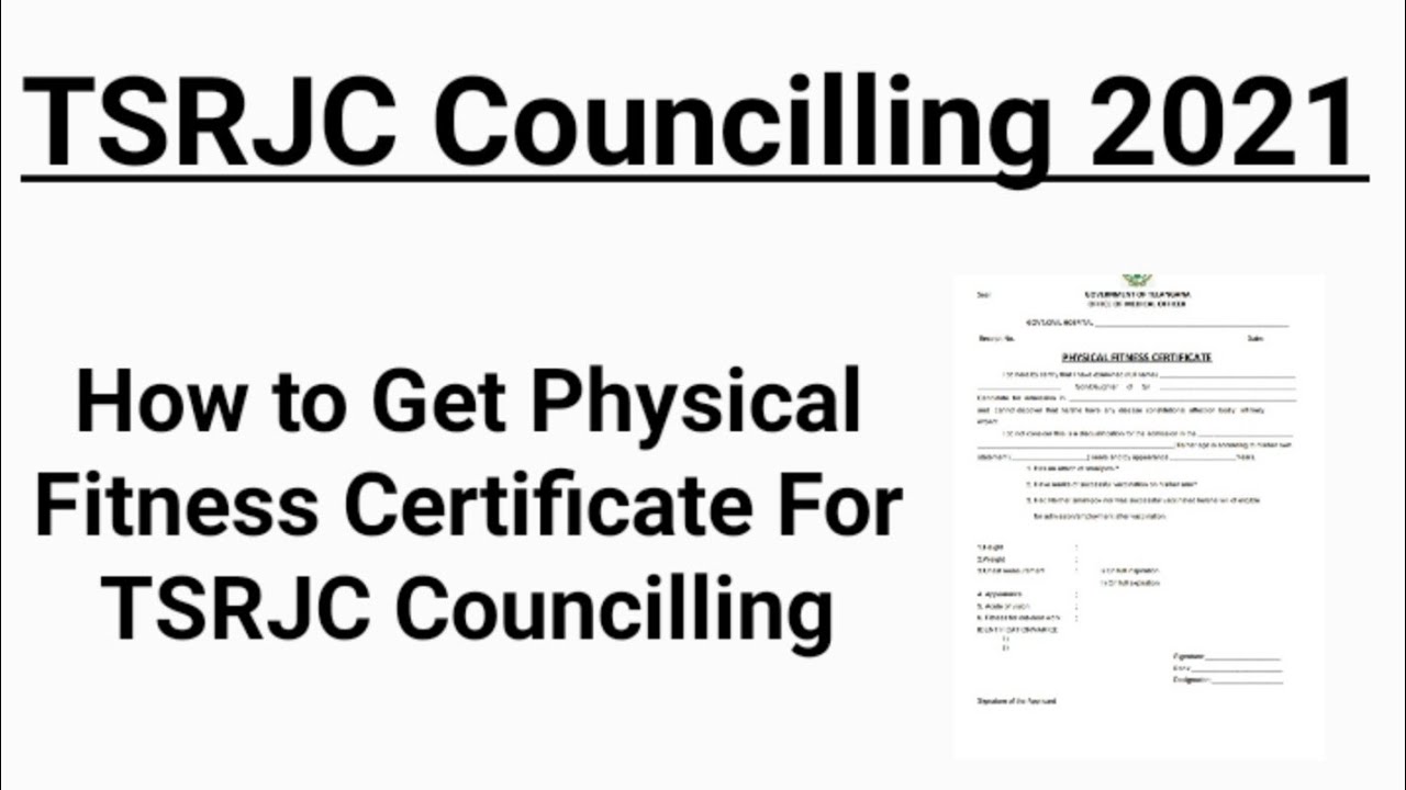 How to Get Physical Fitness Certificate For TSRJC Councilling 2021 Physical Fitness